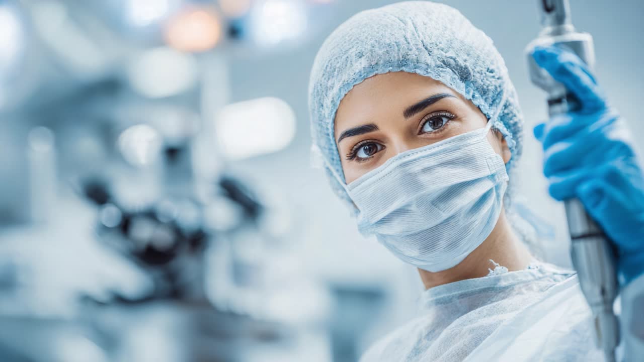 A skilled medical professional in surgical attire, showcasing focus and professionalism while preparing for a critical procedure, highlighting the intensity of the healthcare environment