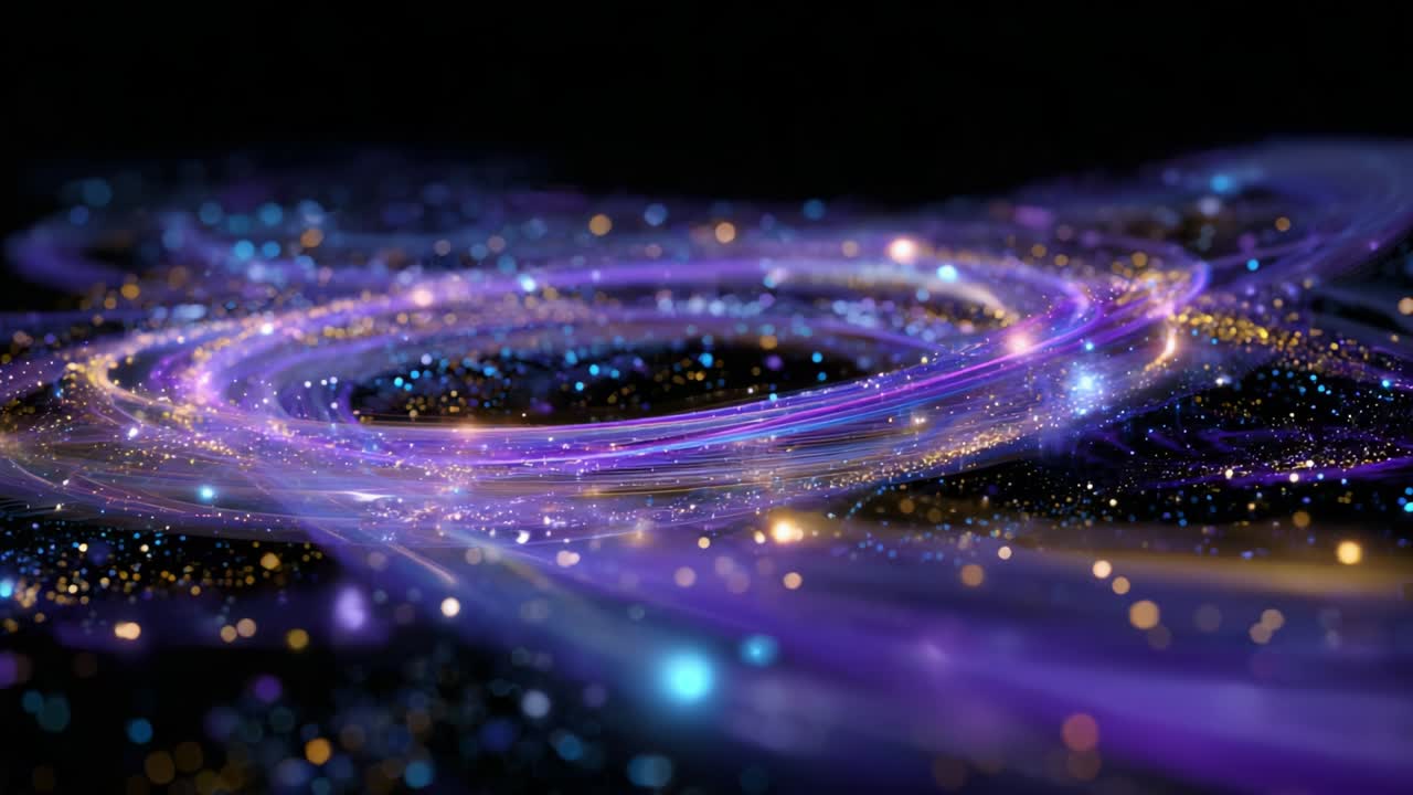 A mesmerizing abstract depiction of swirling galaxies and vibrant cosmic particles, showcasing the dynamic interplay of light and color in a stellar environment that captivates the imagination and evokes wonder