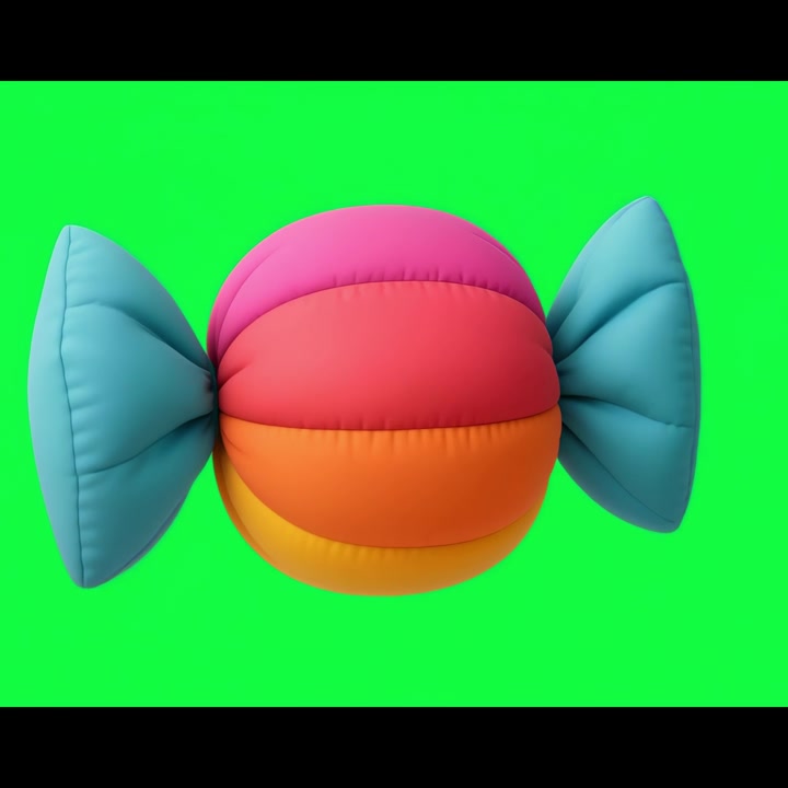 3D Animated Candy Rotating on Green Screen