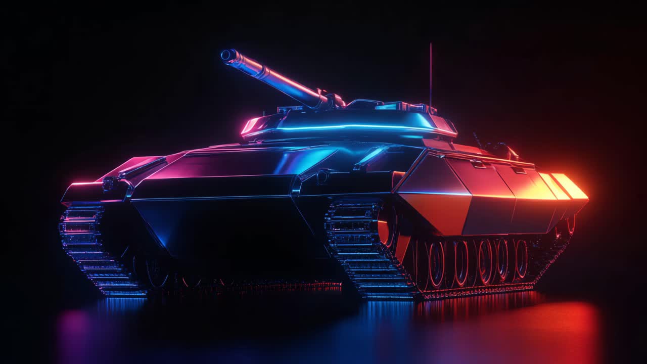Carro armato futuristico al neon
