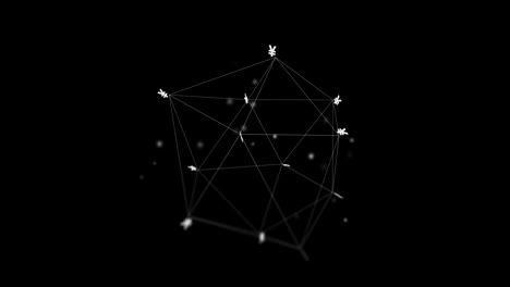 animation of connections with currency signs and data processing over black background