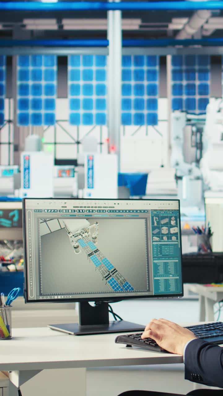 Vertical Video Supervisor Reads Inspection Data Files Of Solar Plant Machinery Parameters