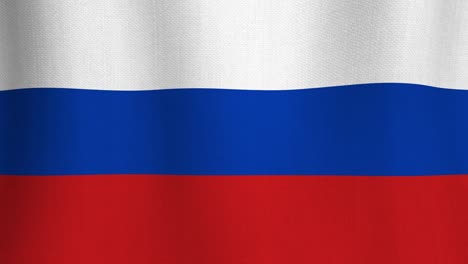 seamless looping animation of grunge russian national waving flag with fabric texture