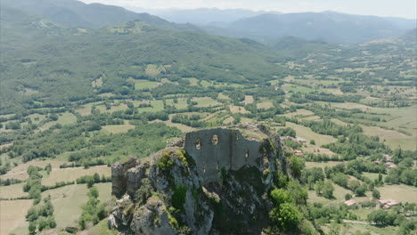 passing over the old cathar castle of roquefixade in the south of france