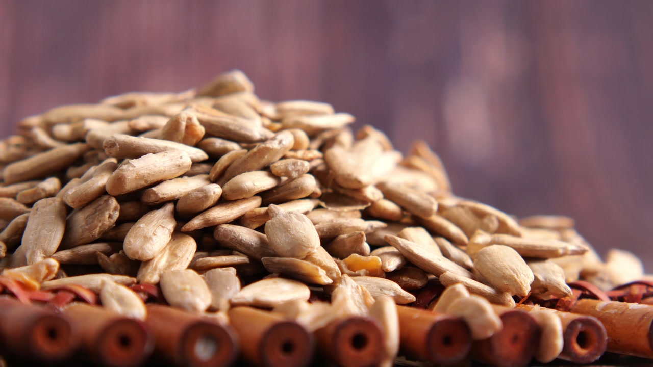 Close-up of Shelled Sunflower Seeds Piled on a Surface