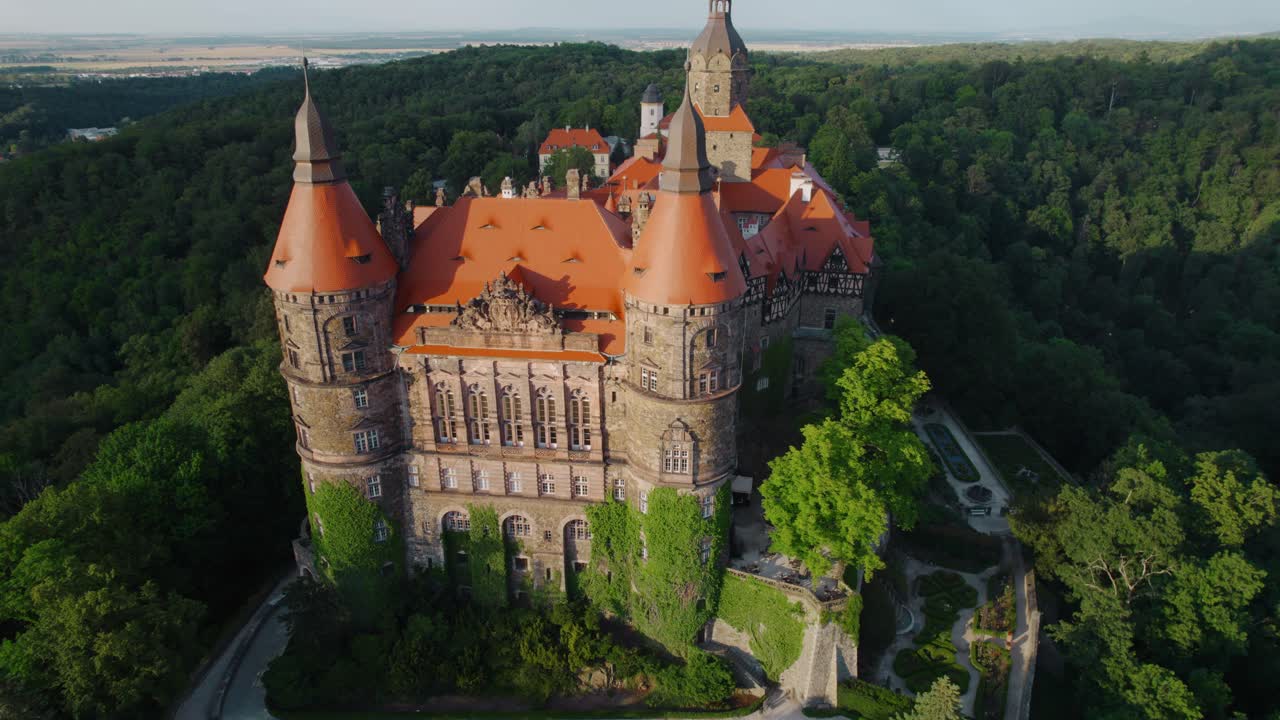 Aerial View of a Majestic Medieval Castle
