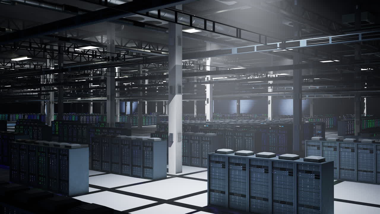 Server arrays in data center maintaining datasets crucial to AI applications