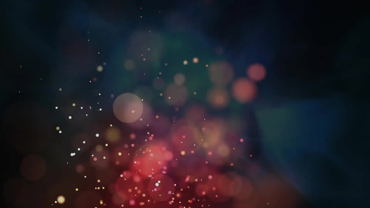 Animation of glowing light spots over black background