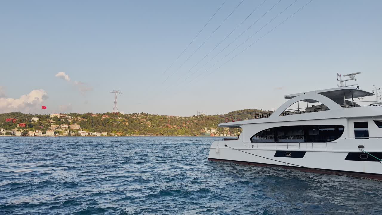 Bosphorus, bridge, ships, mosques, buildings, people and life in Istanbul, Turkiye, Turkey