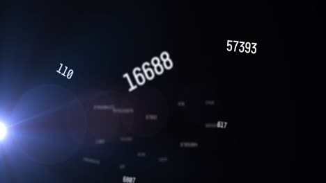 animation of changing numbers with lens flares against black background