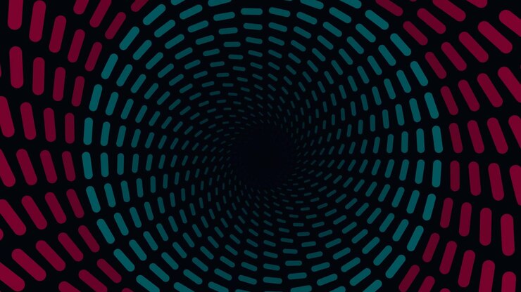 Animação Espiral Abstrata com Traços Giratórios Ciano e Magenta