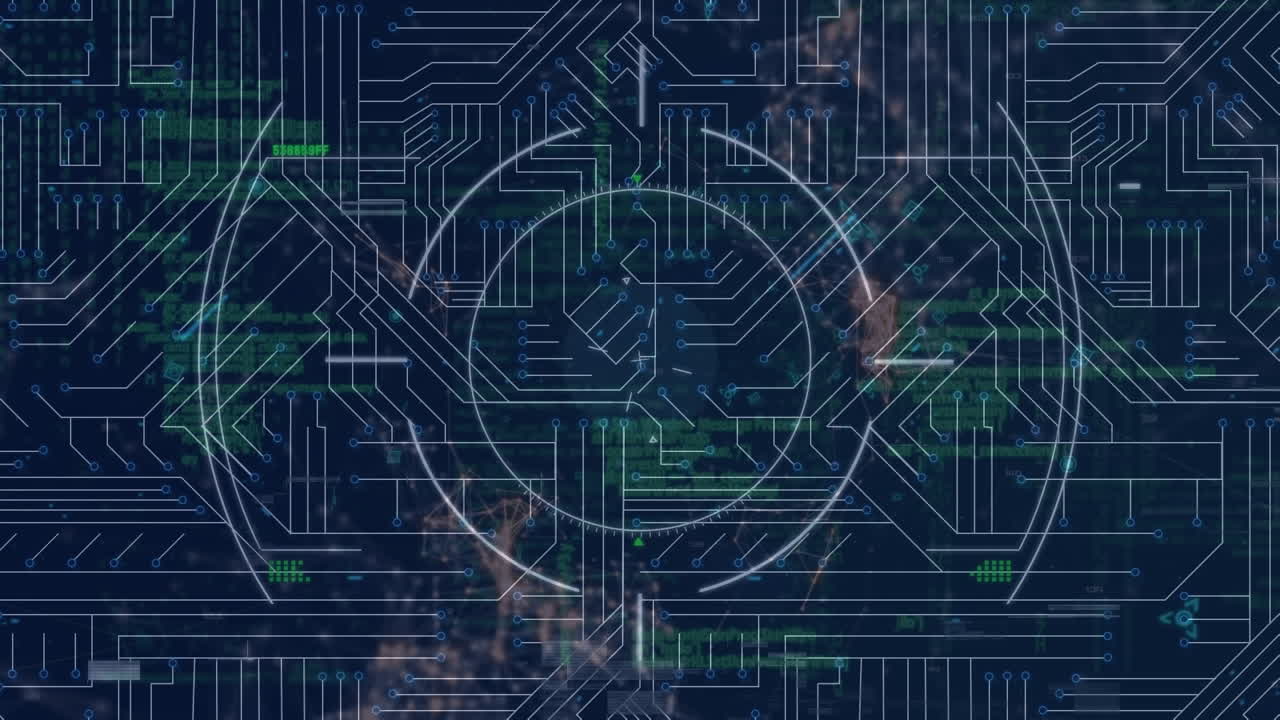 연결 네트워크에 대한 마이크로프로세서 연결을 통해 범위 스캔의 애니메이션.