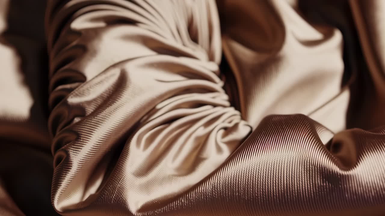 Close-up view of a luxurious bronze fabric