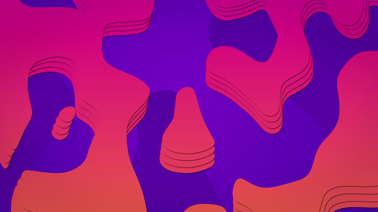 Animation of pink and orange organic forms on purple background