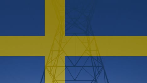 animation of flag of sweden over pylons