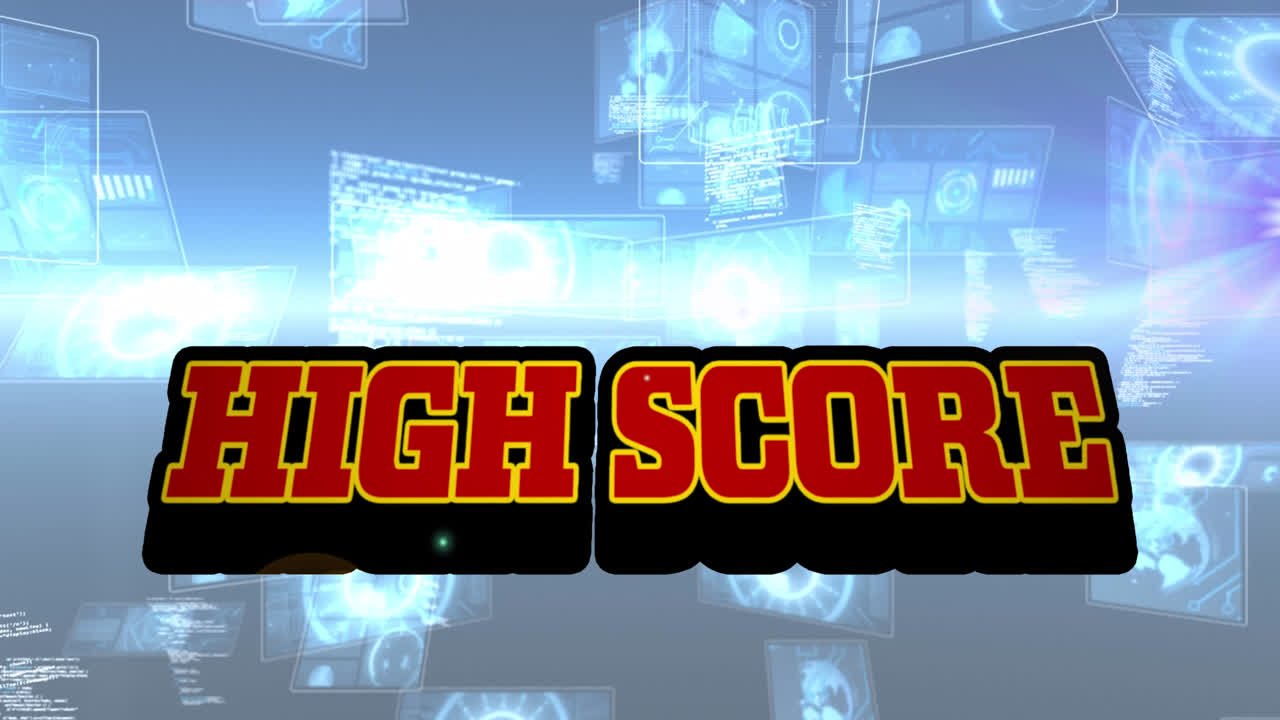 animación de texto de alta puntuación sobre escaneo de alcance y procesamiento de datos