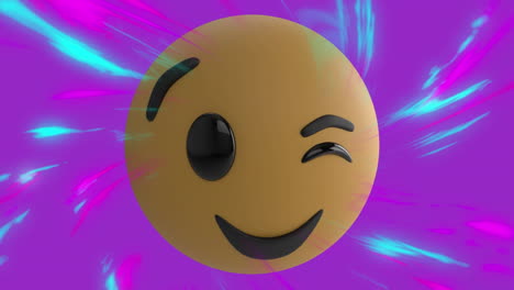 animación del icono de emoji parpadeante sobre luces rosadas y azules