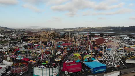 aerial drone footage of a county fair in the usa