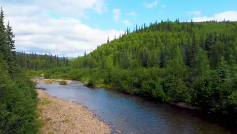 4k drone video of chena river at angel rocks trailhead near chena hot springs resort in fairbanks, alaska