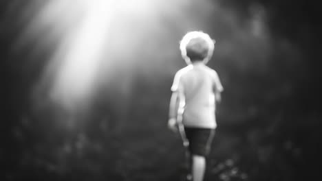 child contemplating sunlight