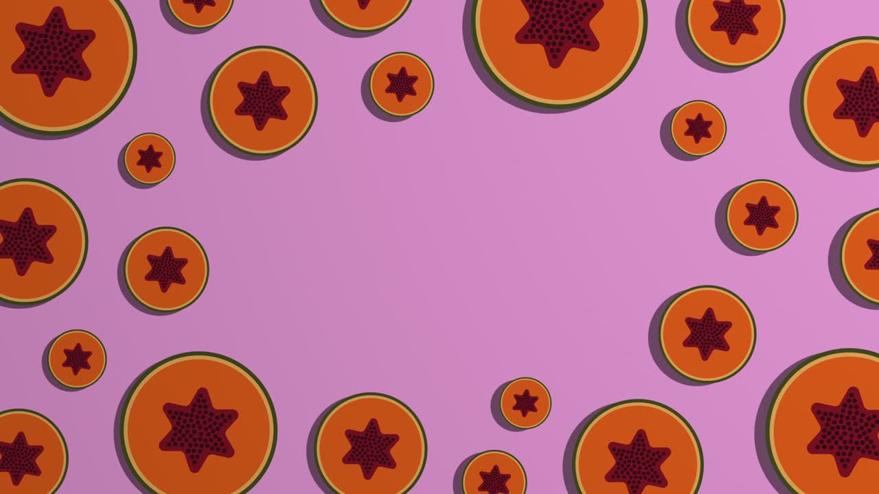 Rotating papaya slices pattern and copy space