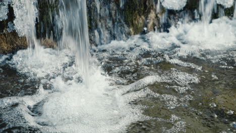 close-up of water flowing over rocks