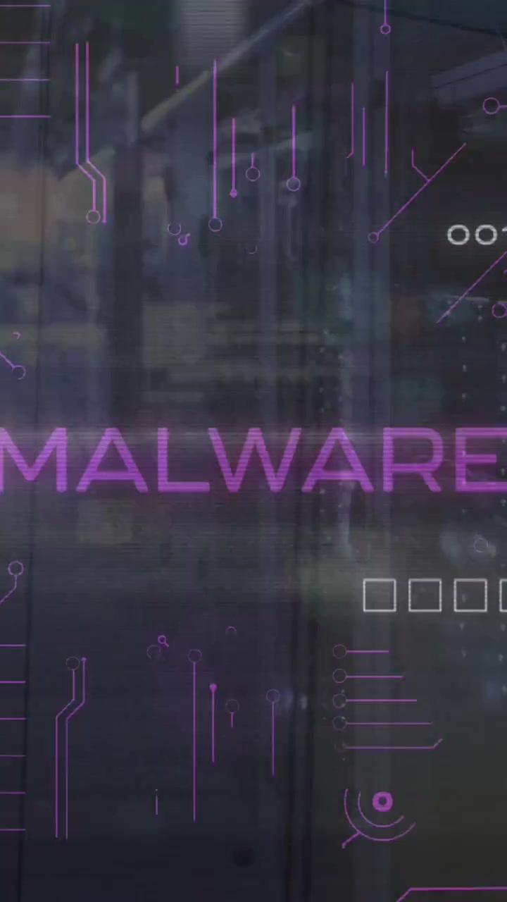 Animation af malware, binære koder, computersprog, binære koder over serverrum