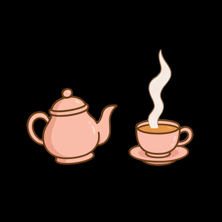 Illustrazione animata di tè versato in una tazza