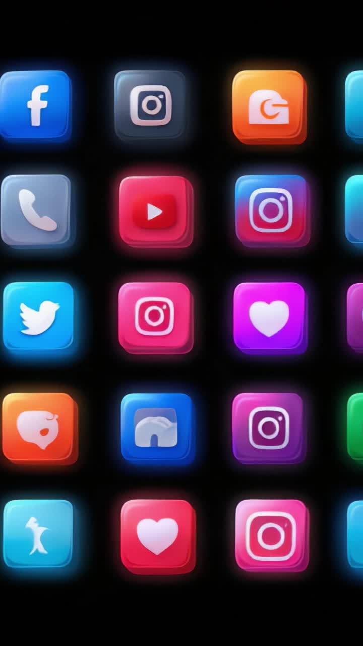 A Colorful Array of Social Media Icons Displayed on a Dark Background, Showcasing Popular Communication Platforms for Digital Connectivity and Interaction