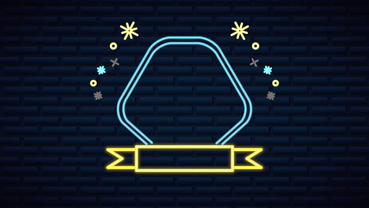 벽에 네온 조명 라벨이 있습니다.