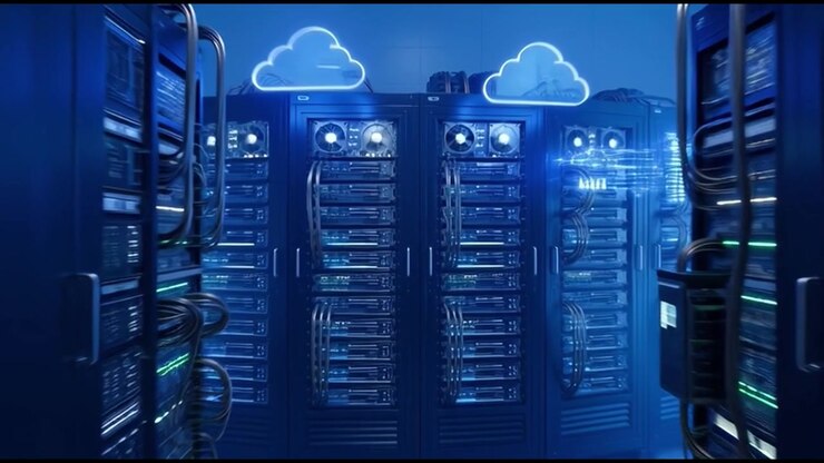 Dolly Shot Moving Through a Modern Data Center Server Room