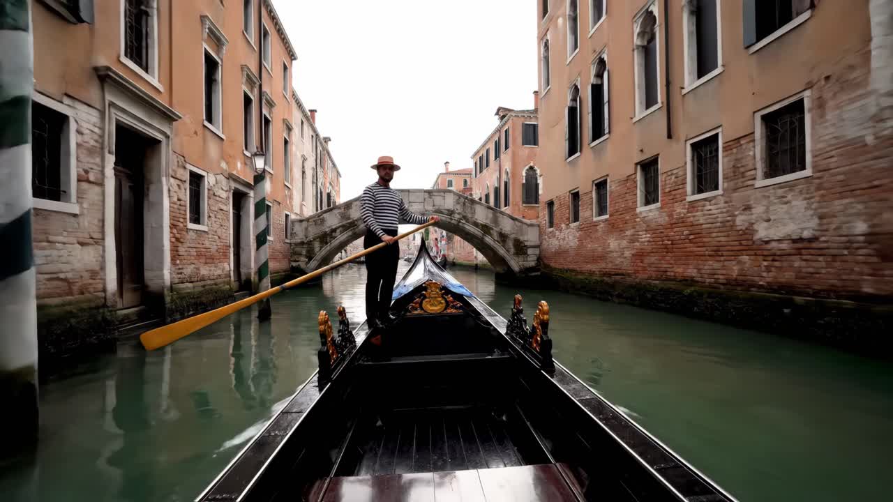 Voiture en gondole à travers les canaux de Venise