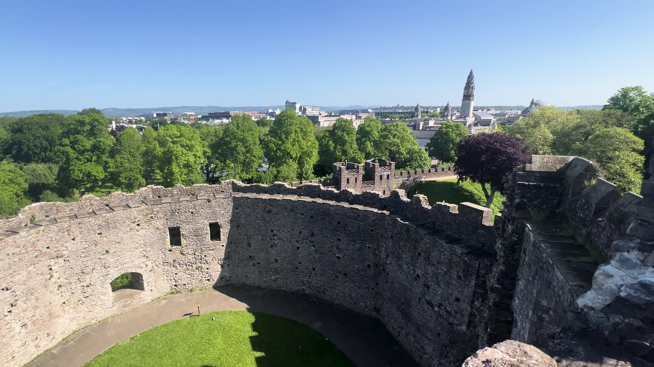 Viewpoint from Cardiff Castle Norman Keep Wales