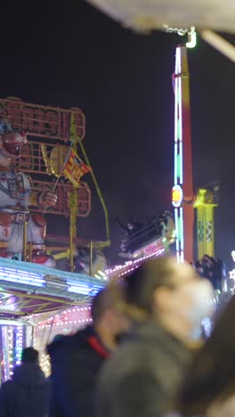 Vibrant Amusement Park at Night