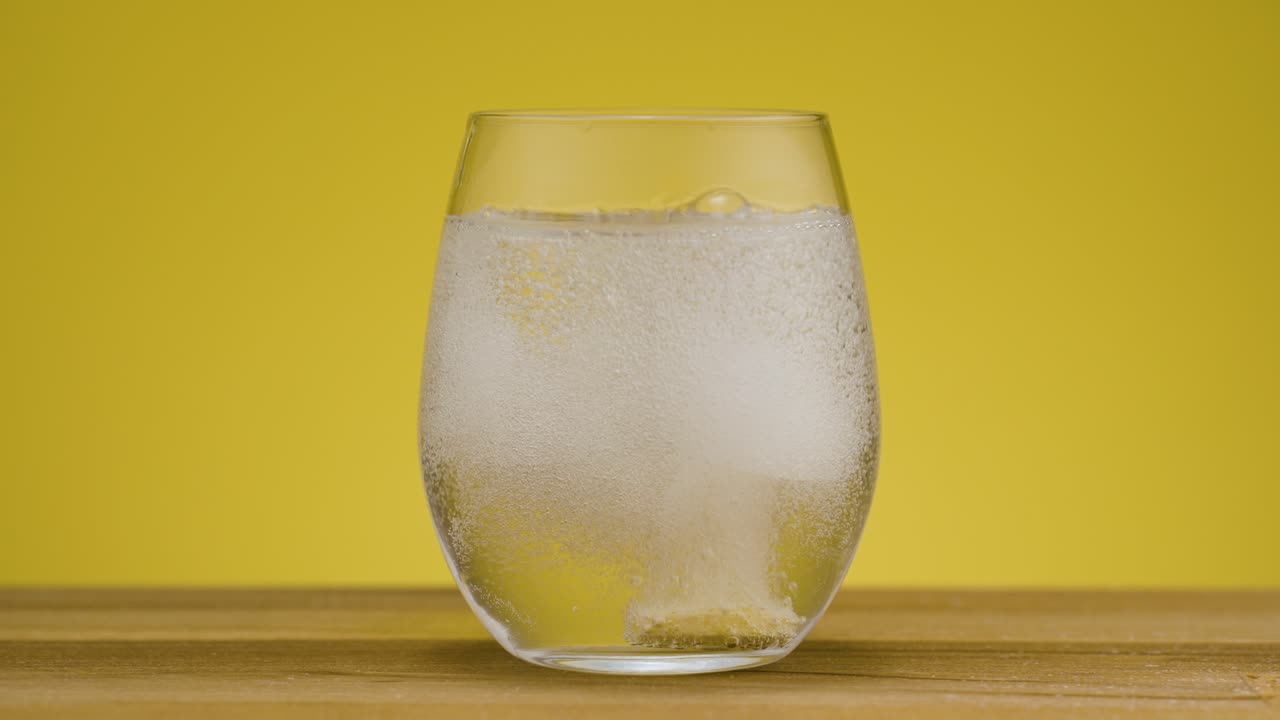 analgésico, aspirina concepto contra el dolor de cabeza, disolver la tableta gaseosa en agua