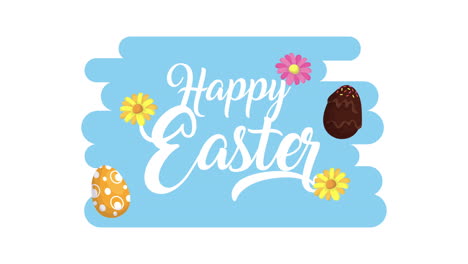 happy easter animated card with lettering and flowers