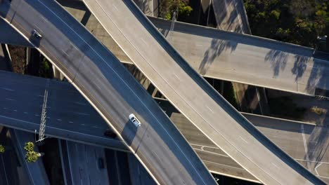 Aerial-view-of-California-freeway-with-cars-passing-by-below