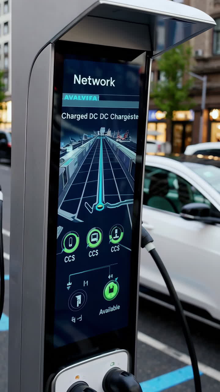 Electric Vehicle Charging Station on an Urban Street