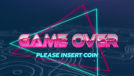 animación del juego por favor inserte texto de moneda sobre líneas blancas en fondo azul
