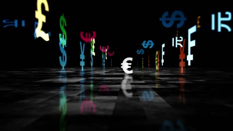 speed flight over currency text loop abstract concept