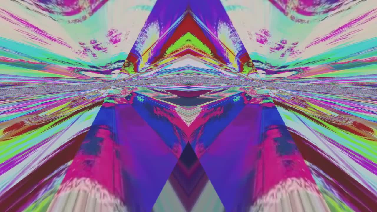 un túnel psicodélico vibrante, un fondo ruidoso y nostálgico geométrico