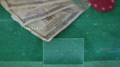 animación del procesamiento de datos sobre billetes