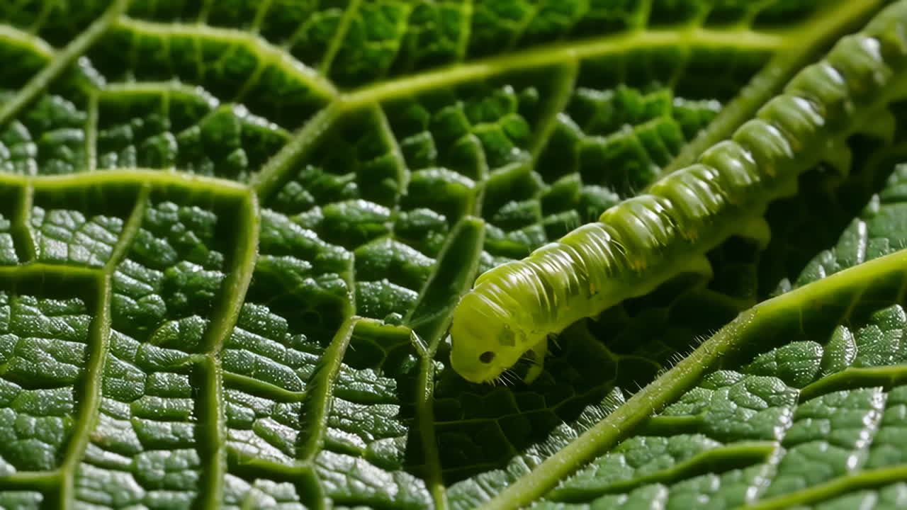гусеница на листе