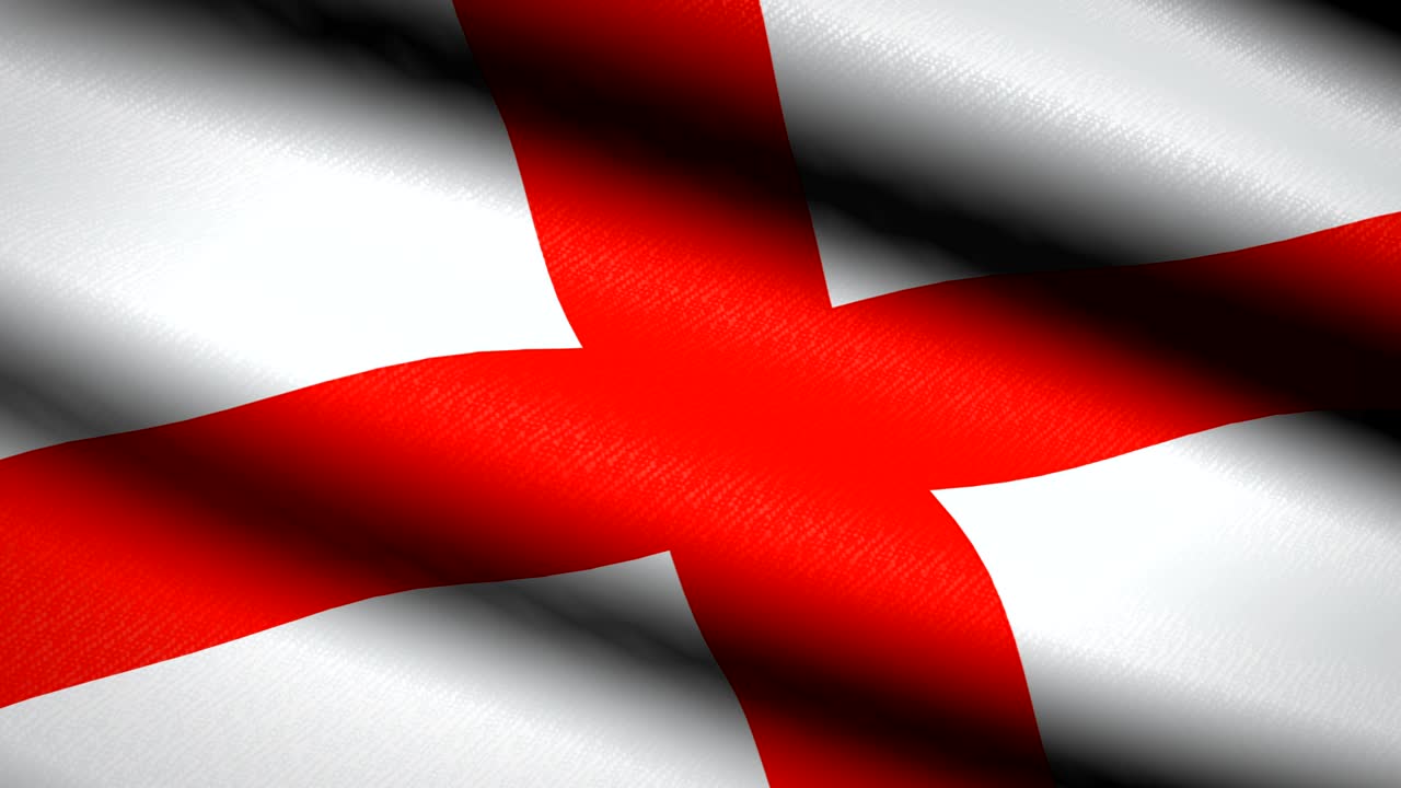 England Flag Waving Textile Textured Background. Seamless Loop Animation. Full Screen. Slow motion. 4K Video