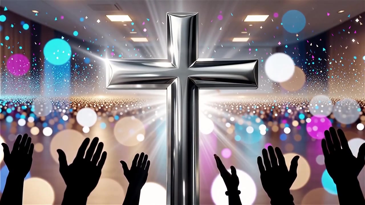 Cruz Cristiana con Luz Celestial, Fondo para Adoración.