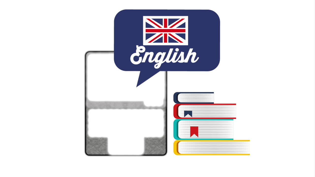 learn english with laptop animation