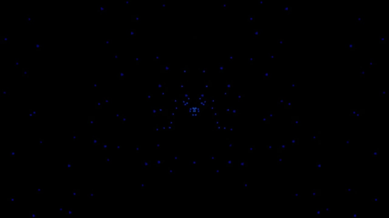 Abstract Symmetrical Pattern of Glowing Blue Dots on Black Background