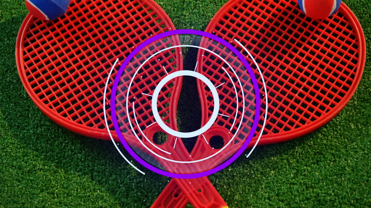 animación de escaneo de alcance sobre raquetas de tenis