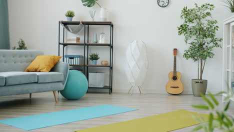 modern living room with exercise area