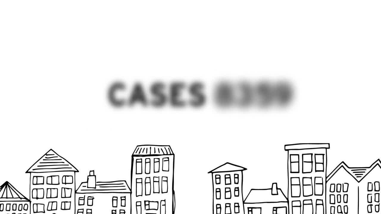 Testi concettuali sul Coronavirus su panorama urbano